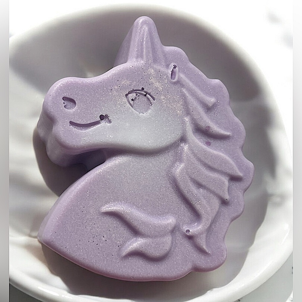 Jasmine rose shimmer soap handmade Purple Unicorn 3x2in 6oz shea butter based